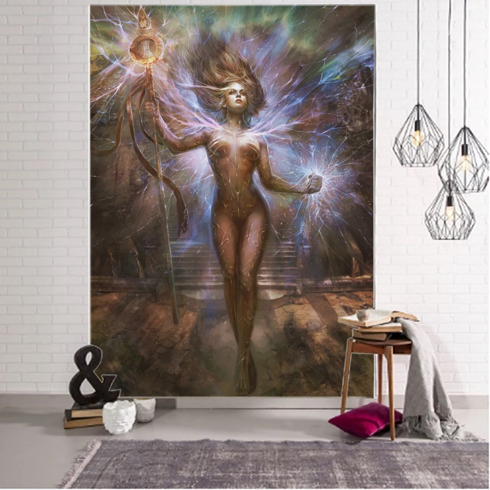 Psychedelic witchcraft, wizard mythology, illustration background decoration, hanging home background decoration