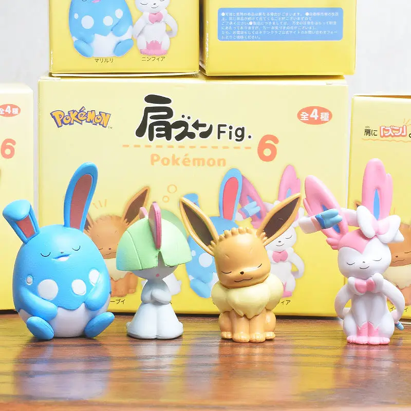 

Фигурка Покемона на плечо Набор из 6 загадочных мини-фигурок Eevee, Sylveon, Azumarill, Ralts из ПВХ: коллекционные аниме-фигурки, игрушки-модели
