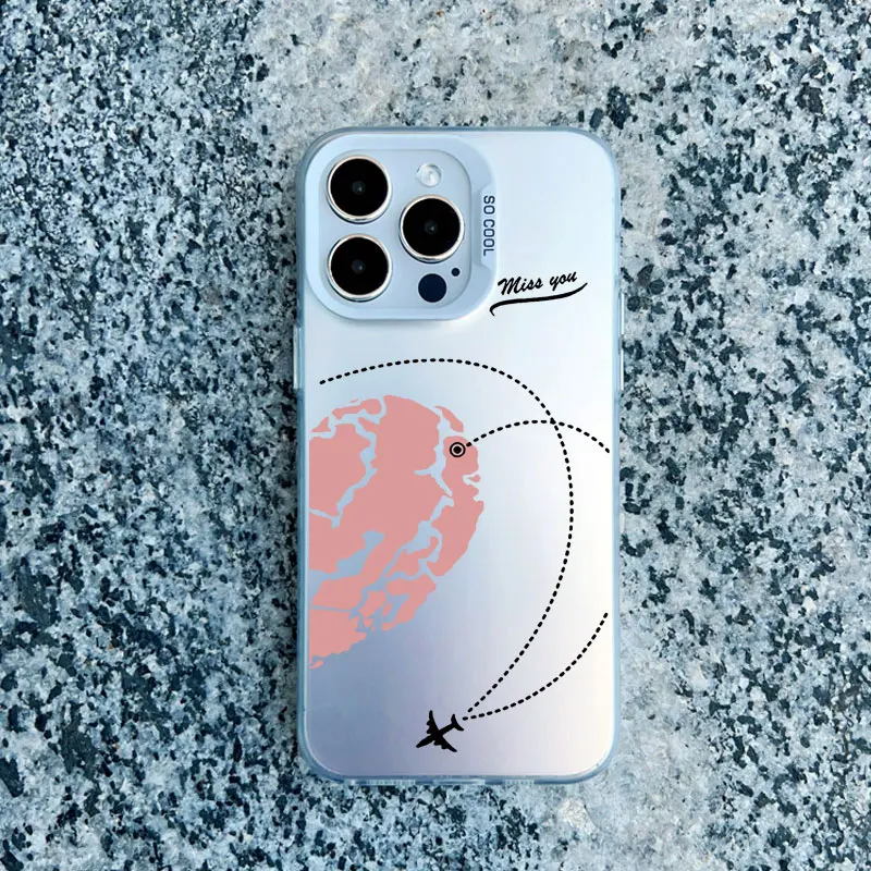 Flugzeug-Handyhülle mit Herz-Paar-Motiv für Apple iPhone 17 16 15 13 12 11 Pro Max Mini 14 Pro Max Plus – Stoßfeste Laser-Cover – Detail 2