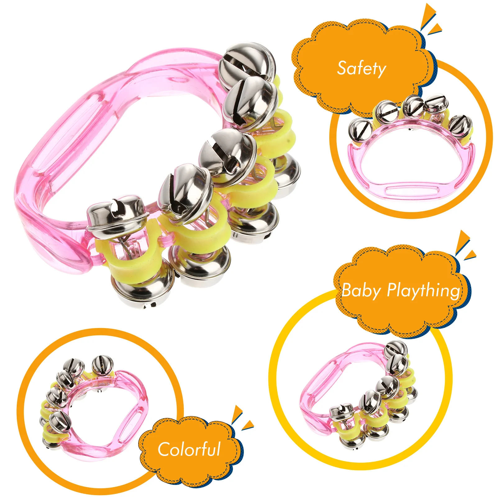 1 pçs chocalho de mão do bebê adorável cores sortidas cedo educacional música chocalho sino portátil seguro aperto do bebê treinamento
