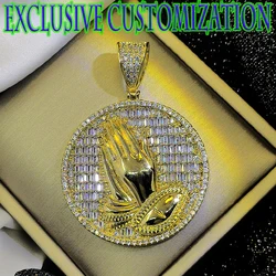 New hip-hop exclusive custom necklace, paired with diamond prayer gold pendant, plated with 18K gold, fashionable decoration