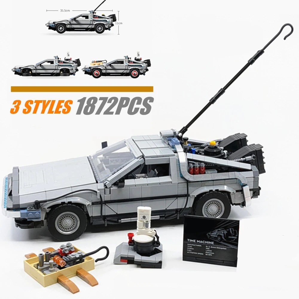 Technical Back To The Future Time Machine Supercar DeLorean DMC-12 Model Building Kit Block Bricks Toys Kid Gift