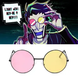 Men Spamton Cosplay Glasses Boss Spamton Cosplay  Mixed Color Sunglasses Cos Prop Round Frame Sunglasses Halloween Accessories