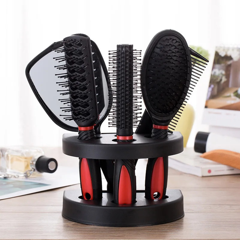 5 Hair Combs Set Professional Salon Hair Cutting Brushes Sets Salon Styling Tool Mirror And Holder Stand Set Dressing Comb Kits