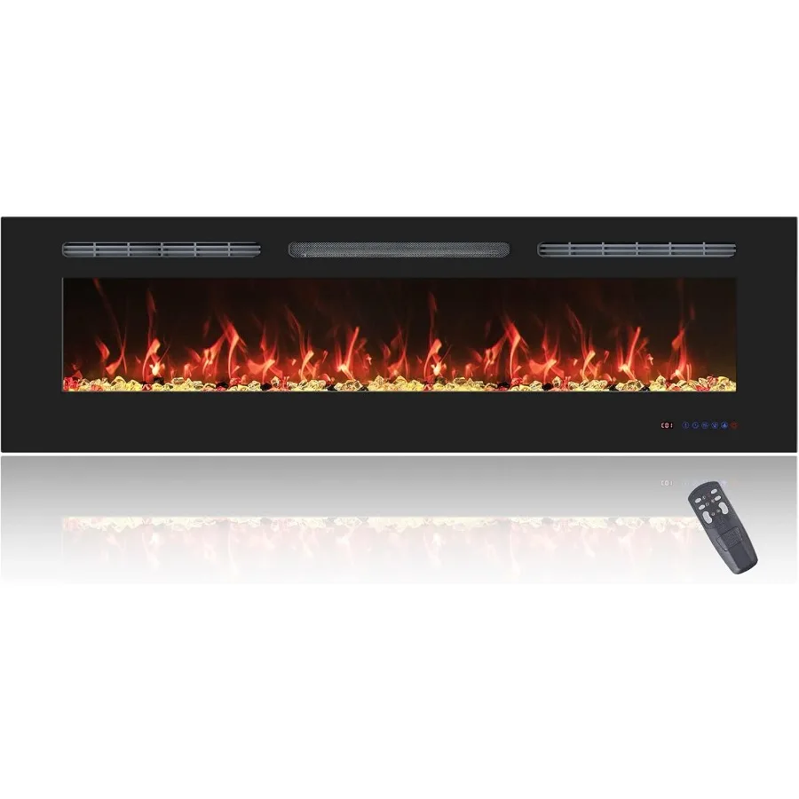 

60-дюймовый электрический камин, настенный встраиваемый электрический камин, вставка для современной гостиной или спальни, декор камина He