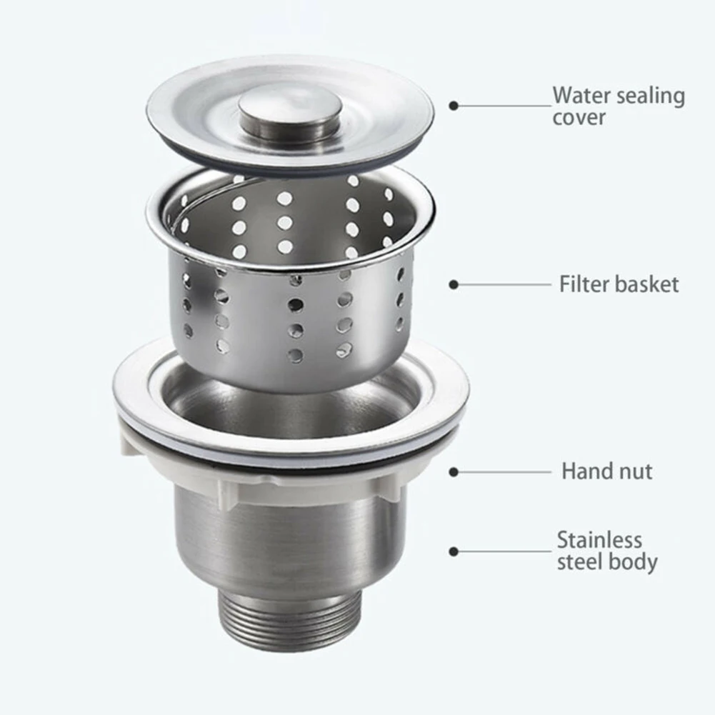 

Корзина-фильтр для раковины из нержавеющей стали, уловитель волос, серебристая заглушка, 45x85x110 мм, для ванной комнаты