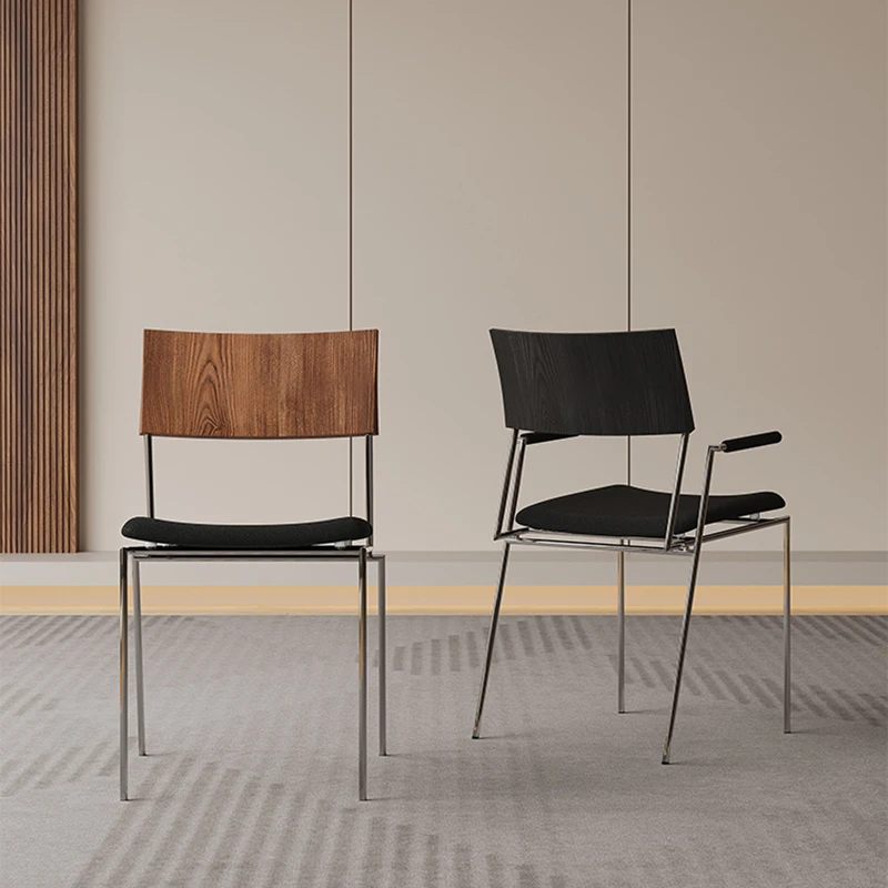 

Metal Wooden Dining Chairs Vintage Stoot Hotel Designer Minimalist Dining Chairs Unique Comfortable Muebles Unique Furniture
