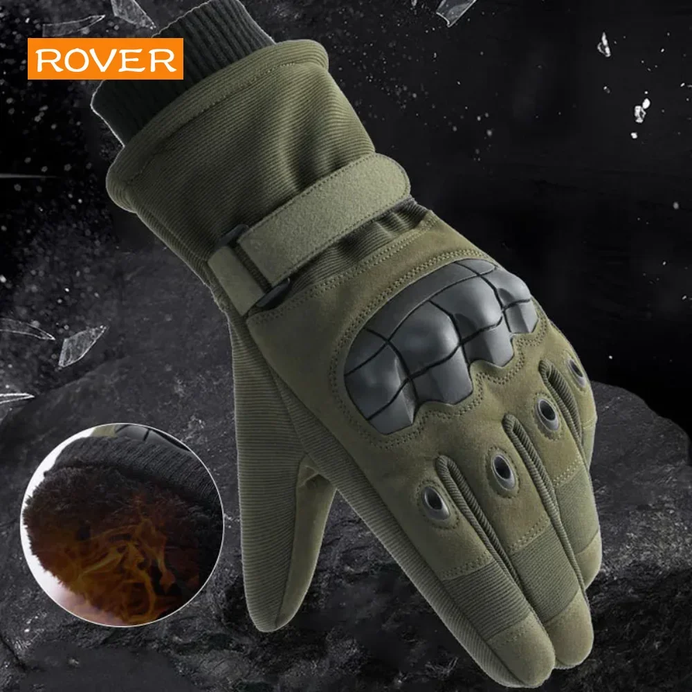 Guantes cálidos de invierno para hombre, guantes tácticos térmicos, guantes protectores de caza, dedo completo, combate militar, pantalla táctil,