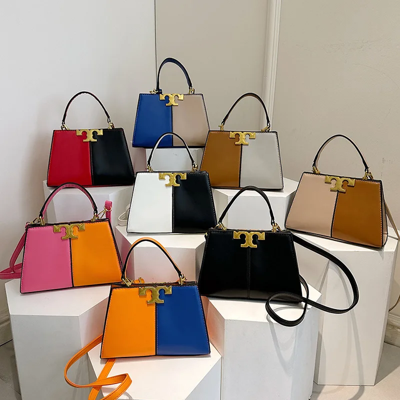 Handheld Bag Textured Versatile Fashion Color Block Crossbody Bag Light Luxury High End Commute Unique Small Square Purse