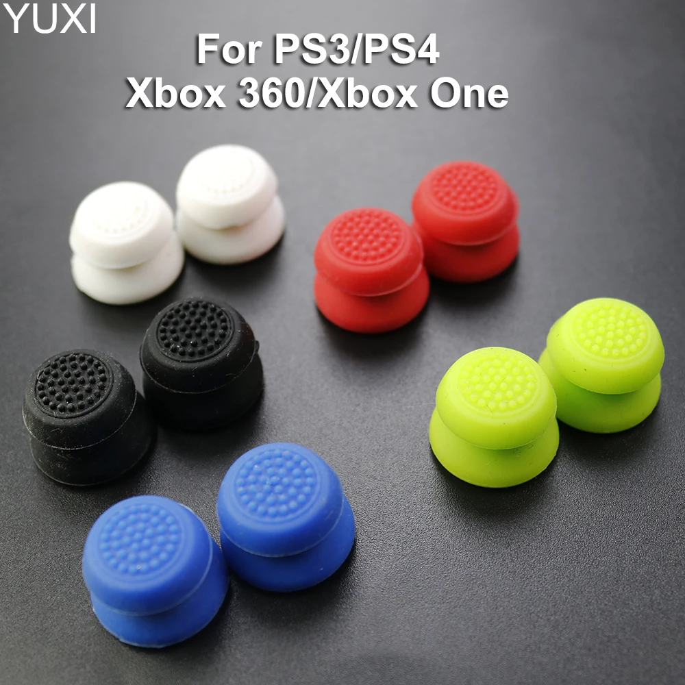 

YUXI 1PCS Silicone Analog Thumb Extender Grips For PS4 Pro Slim Controller for PS3 PS4 for XBox 360 Xbox one Controller