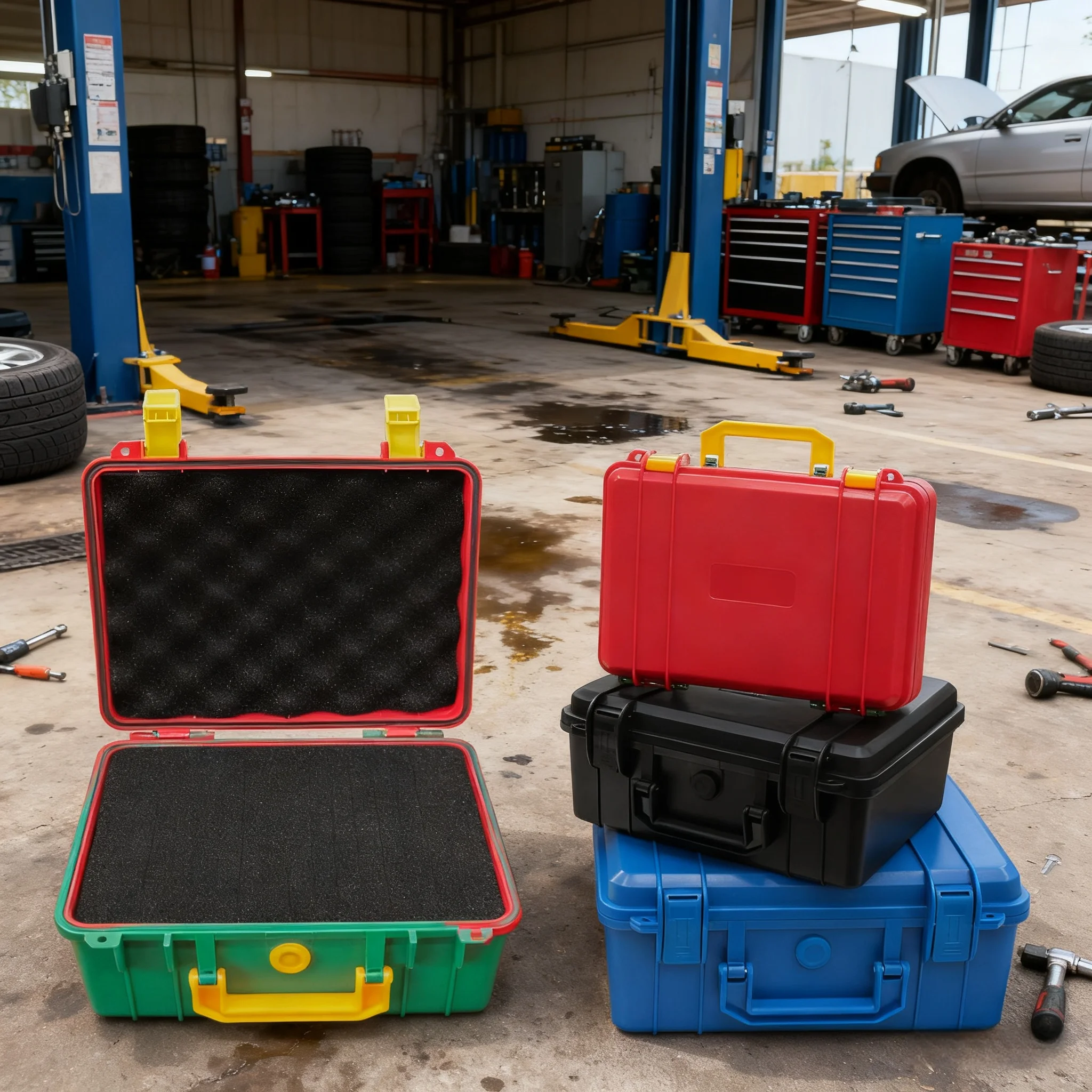 صندوق أدوات صيانة السيارات البلاستيكي المقاوم للماء والرطوبة مع إسفنجة، حقيبة تخزين الأجهزة المحمولة لحماية السلامة #4