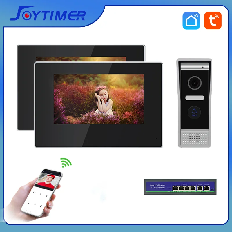 

Joytimer 7 inch WIFI IP Video Door Phone Intercom Kit Door Bell Door Speaker Access Control System Touch Screen Motion Detection