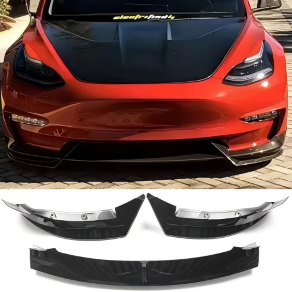 

Matte Carbon Fiber Front Lip Spoiler for Tesla Model 3 2017 2018 2019 2020 2021 2022 2023, Gloss Black Aero Kit