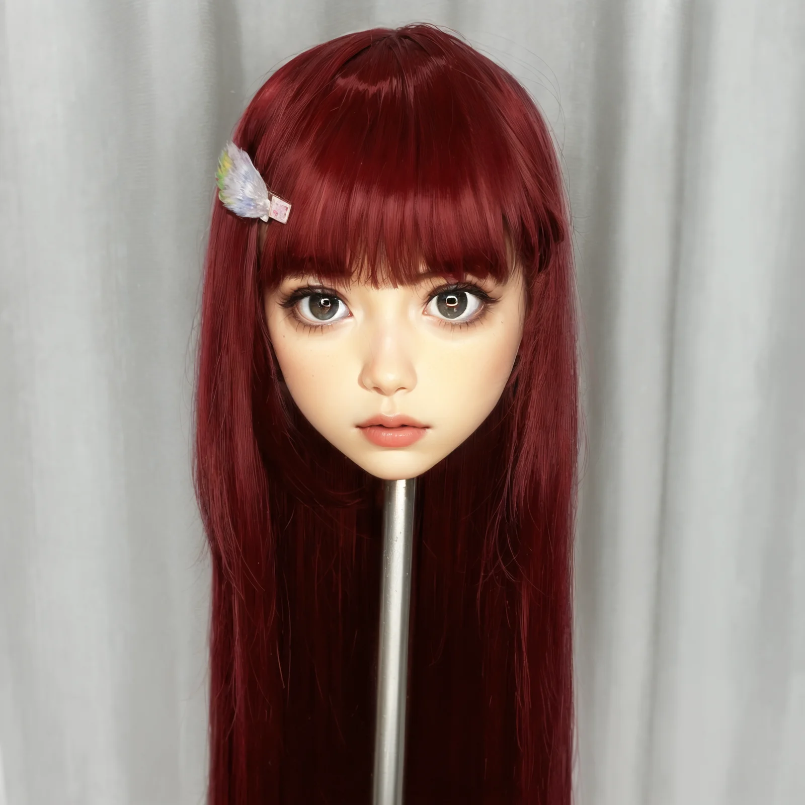 Adult cosmetics and jewelry display mannequin head, male adult toys, special oral channel - including matching wig and colored p