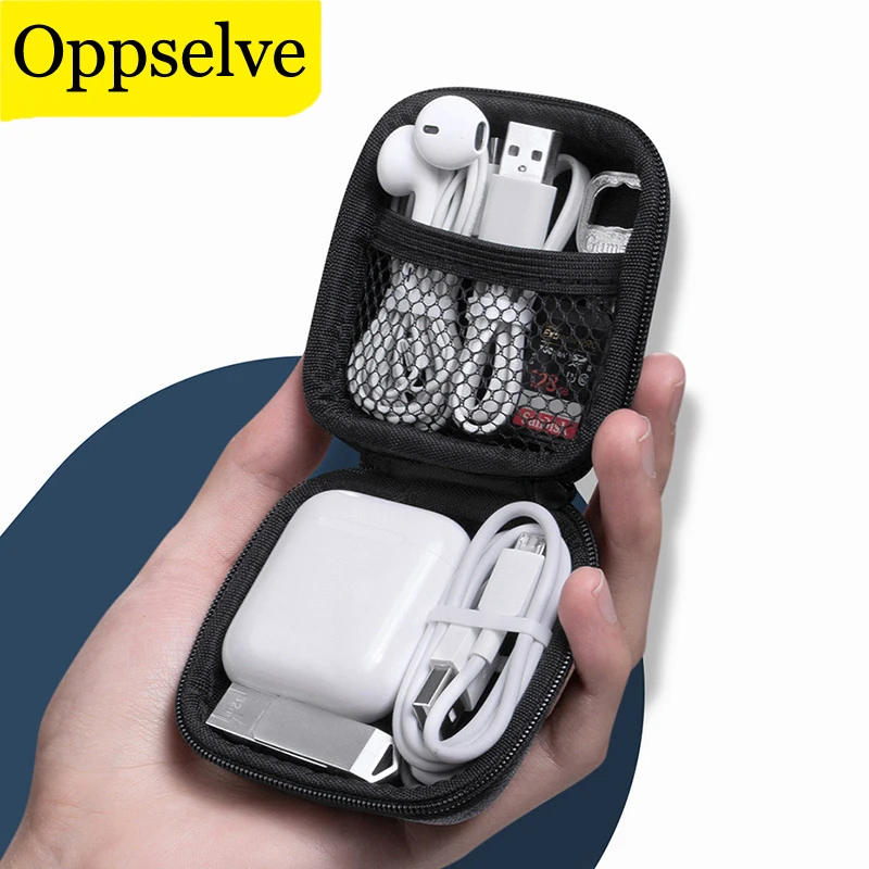 Portable Mini Headset Earphone Cable Storage Bags Small Data Cord U Disk Organizer Box EVA Waterproof Square Card Holder Pouch