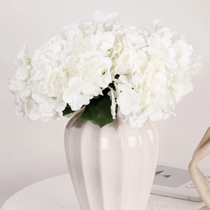 NEU 5 Köpfe große rote Hortensien Seidenblumen Hortensien künstliche Blumen gefälschter Blumenstrauß Blumenarrangements für Zuhause Hochzeitsdekoration – Detail 5