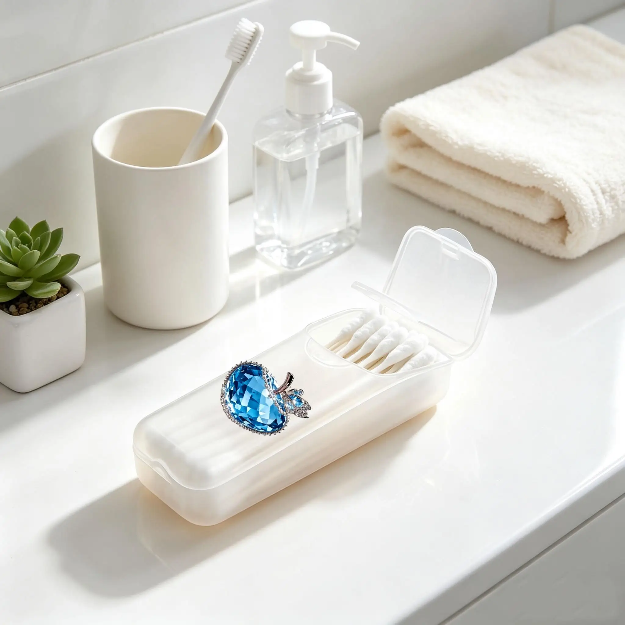 Blue Apple Mini Storage Box, Travel Pill & Capsule Case, Food-Grade PP Container for Toothpicks, Dental Floss, Small Parts & Tin