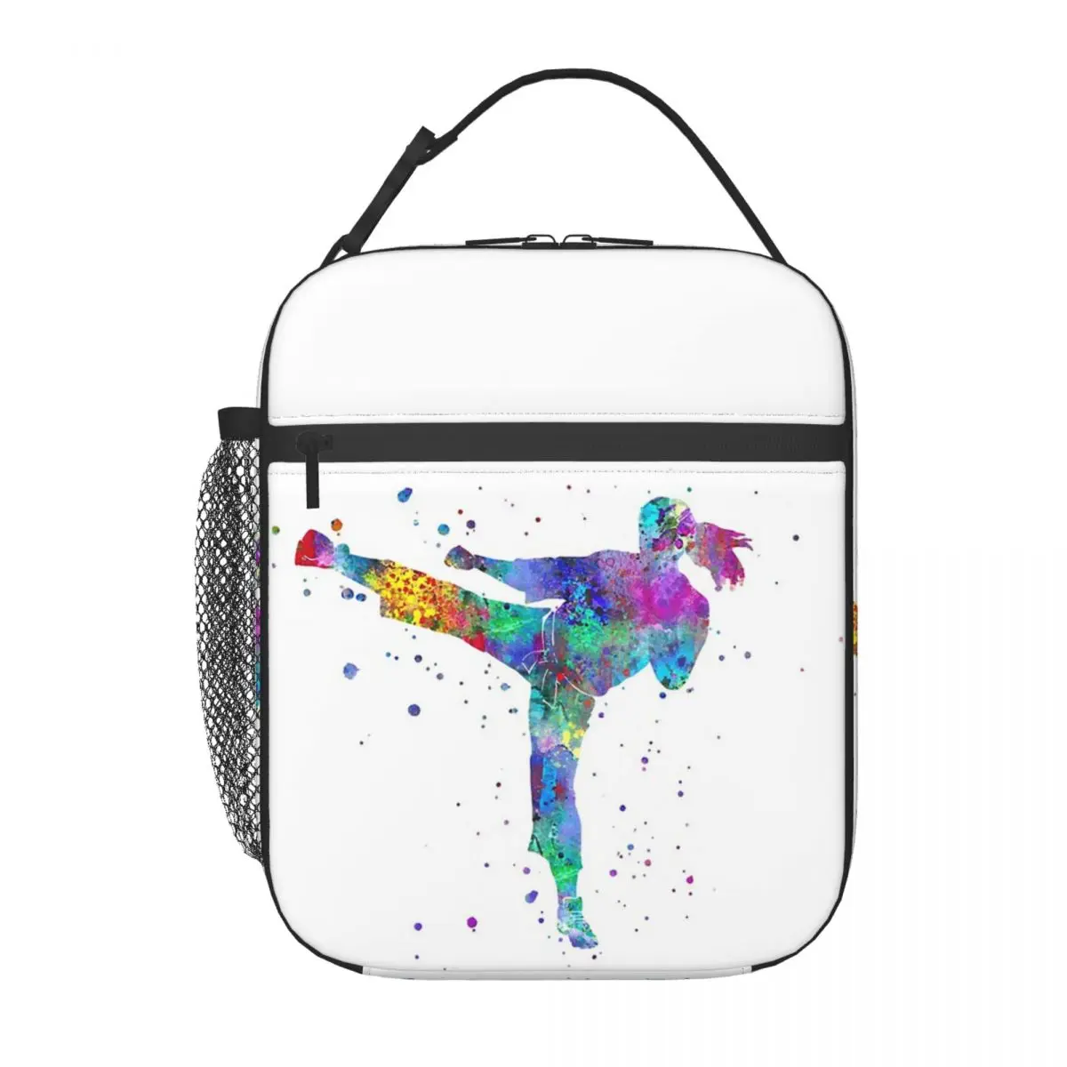 

Karate Fighter Girl Insulated Lunch Bag for Women Children Leakproof Food Boxes Thermal Lunch Box Tote