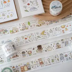 오렌지 스튜디오 빈티지 홈 커피 Washi 애완 동물 테이프 플래너 DIY 카드 만들기 스크랩북 계획 장식 스티커