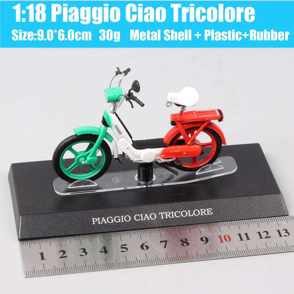 1/18 Scale Piaggio Ciao Tricolore Moped Diecasts & Toy Vehicles Bike Model Vespa Scooter Motorcycle Miniature Gift Green Red