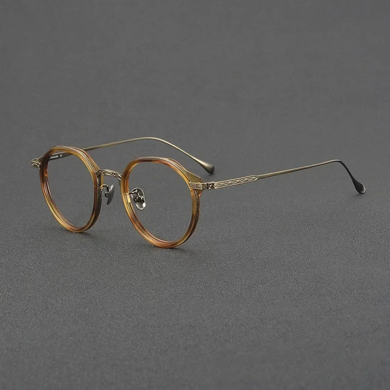 

Handmade Glasses Women Retro Round for Optical Computer Acetate Lightweight Frames LO-04 Titanium Eyeglasses Men Prescription