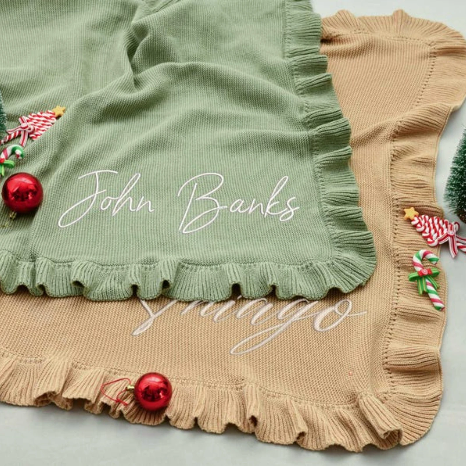 Personalized Name Blanket,Embroidered Baby Blanket,Newborn Baby Gift,Soft Breathable Cotton Knit