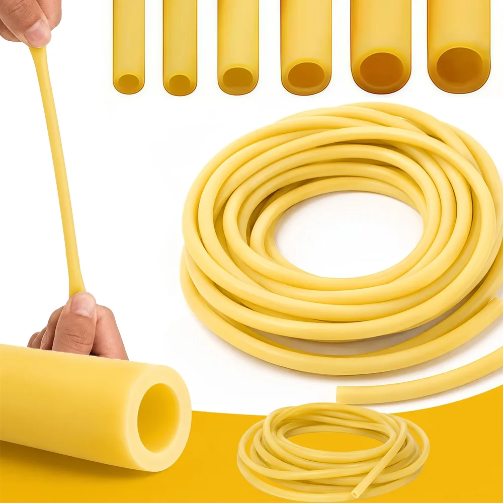 High Resilience Yellow Industrial Rubber Hose, Stretch-Resistant Latex Tubing, Popular DIY Household Binding Mechanical Buffer Elastic Hose, Available in Various Thicknesses, Yellow Rubber Tubing, Equipment Shock Absorption Binding, DIY Elastic Tubing, Popular Model