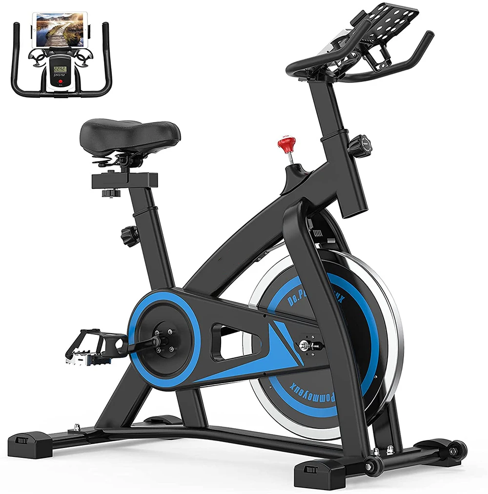 

Home Indoor Fitness Trainer Bike, Foldable Spinning Exercise Trainer with Belt Drive, Suitable for Gym & Home Use