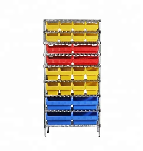 Steel Shelving Unit, 860 x 600 x 1800 mm Chrome-Plated Metal Wire Storage Rack, Bin Shelving Unit, Heavy Duty Floor Shelf