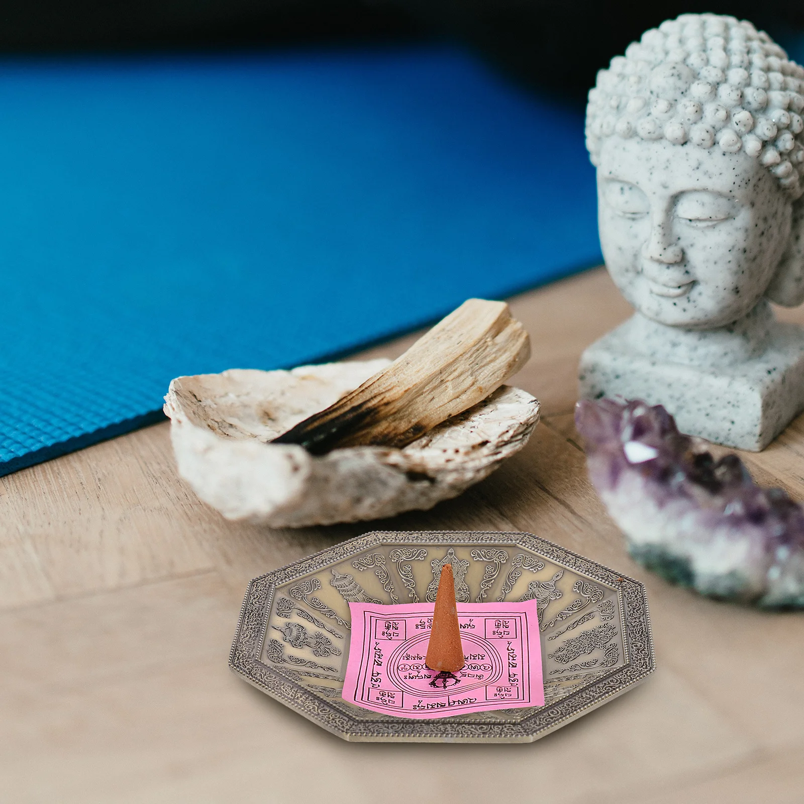 

Alloy Incense Burner Smoke Plate Temple Offering Bowl Retro Buddhist Altar Decor Exorcising Evil Spirits Health Protection