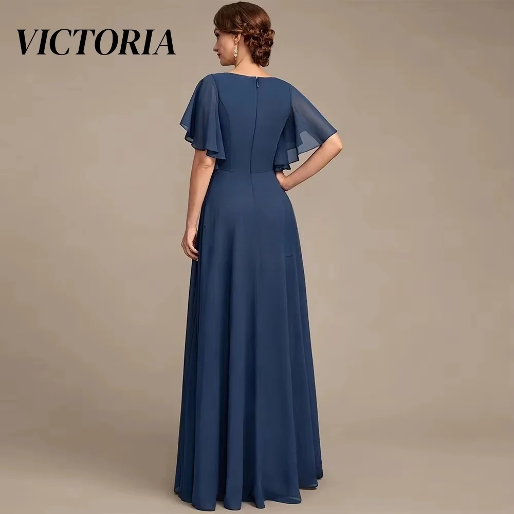 VICTORIA  Simple A-line Asymmetrical One-Shoulder  Maxi Illusion Skirts Beading Chiffon Mother Of The Bride Dresses Customized