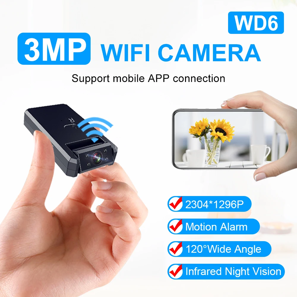 WD6 Mini Camera WiFi 1080P HD Wireless IP Micro Camera Remote Monitor Tiny Video Recorder Motion Detection Mini Cam Night
