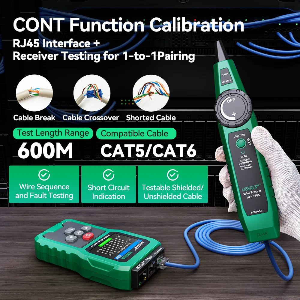 NOYAFA NF-8209 Netzwerkkabeltester Mit PoE – Kabelverfolger, Längenmessung & Fehlersuche Für RJ45 & STP/UTP NOYAFA Kabeltester PoE