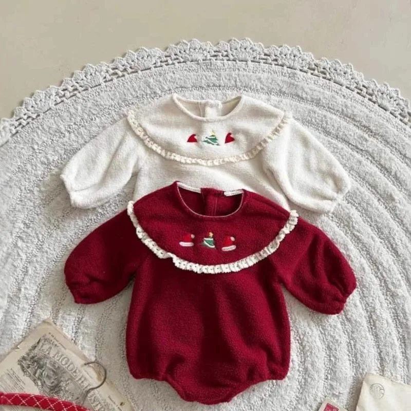 pasgeboren baby jongen meisje xmas fleece romper lange mouw baby peuter kind jumpsuit lente herfst winter casual babykleertjes 0-2y