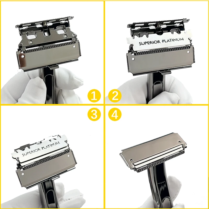 Whityle 20T Glide Pro 4D Super zweischneidiger Sicherheitsrasierer mit halber Klinge und Reise-Aufbewahrungstasche aus Leder für die Pflege von Männern – Detail 6