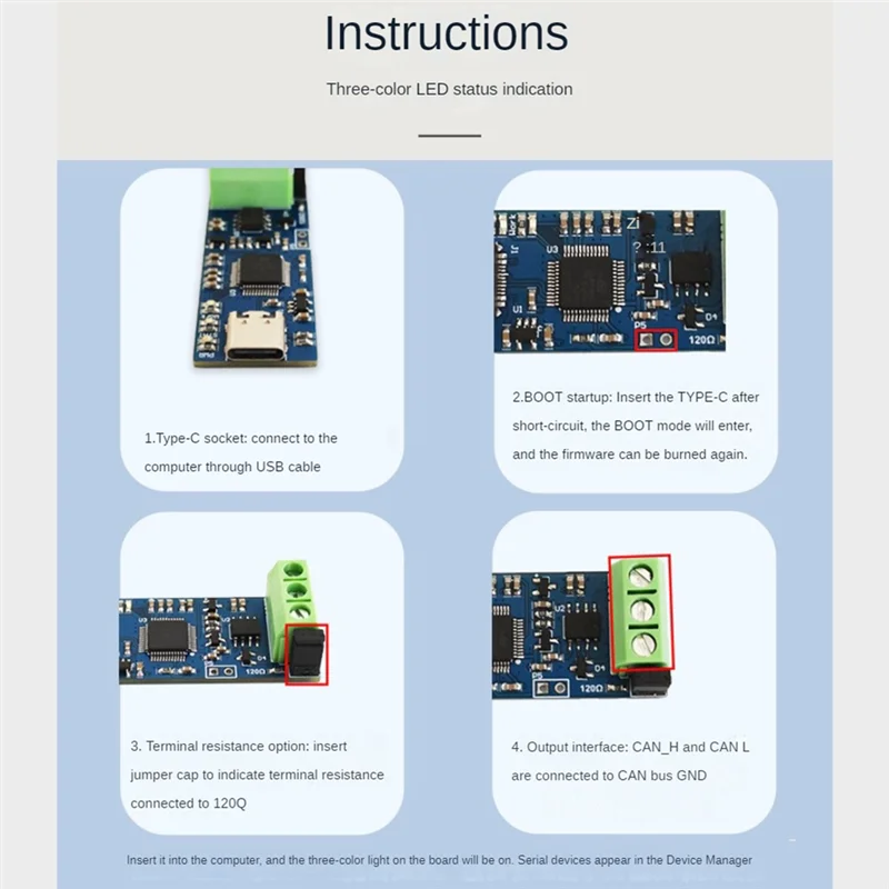 

F-3C Type-C USB To CAN Module 5V CAN Bus Analyzer USB To CAN Converter Module CANABLE V2.0 CAN-FD CAN Bus Analyzer