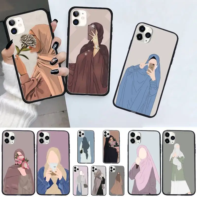 Muslimische arabische Hijab Mädchen Kunst Telefon Fall für iPhone 11 13 12 14 x xs xr pro max Mini plus Jungen Mädchen Abdeckung