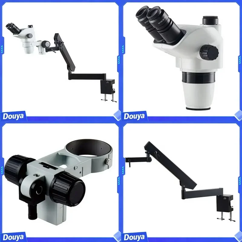 Factory Supply 6.7X-45X Flex Articulating Arm Parfocal Trinocular Optical Zoom Stereo Microscope LED Illumination Clamp Boom
