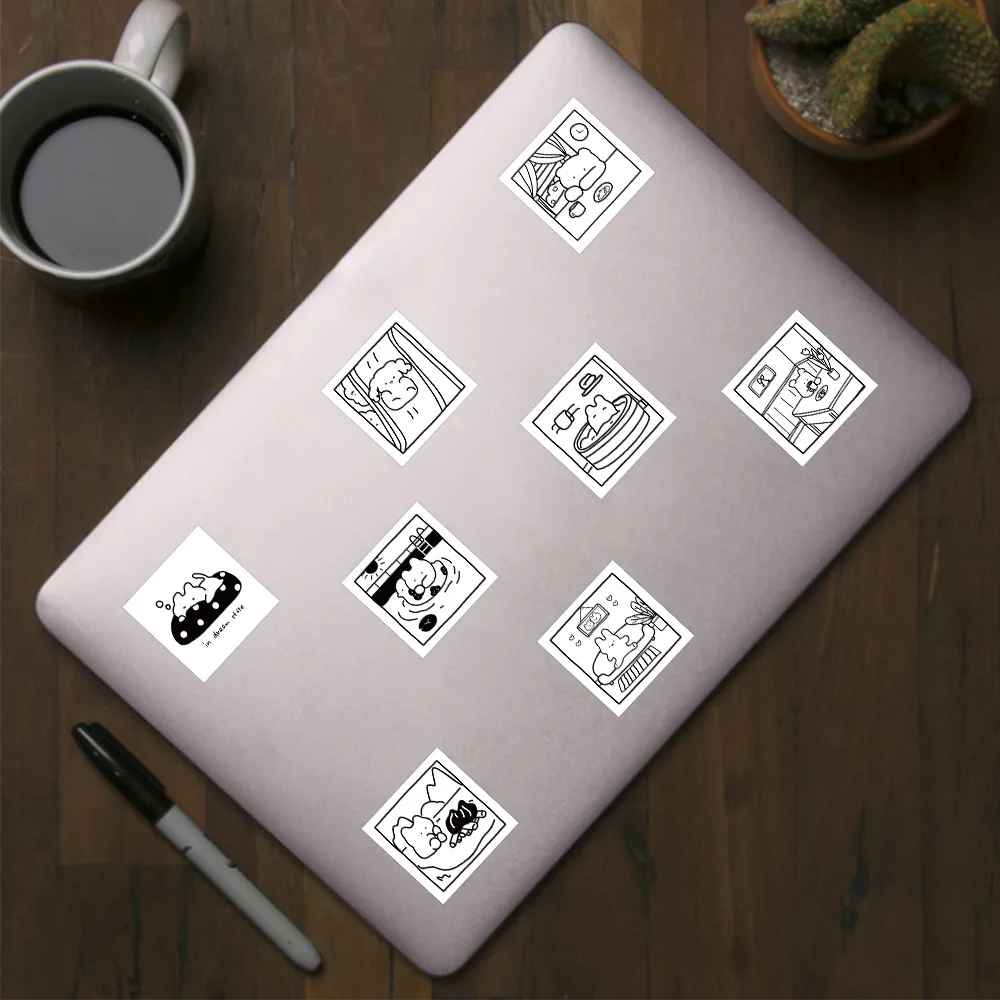 40PCS Black and white simple strokes cute cat graffiti Stickers for DIY Luggage Laptop phone Stickers