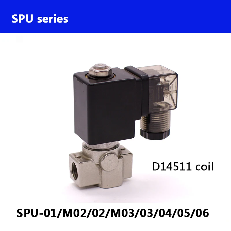 

SPU-03/04/05/06 Normally Close 2 Way direct actuated mini Stainless Steel water solenoid valve 1/4 BSP thread D14511 coil