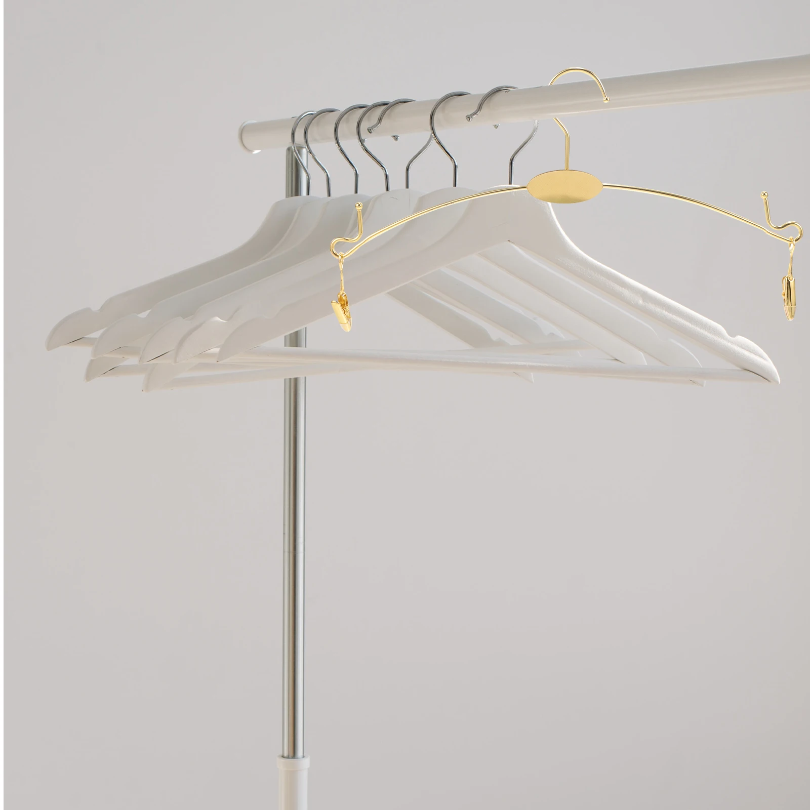 

10 PCS Clothes Hangers Anti-slip Underwear Hanging Clip with Clips Metal for Bra Golden Non-Slip