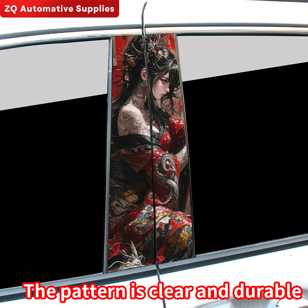 Female Samurai Car Stickers Waterproof Auto B Pillar Decor Cover Scratches Durable Car Doors Pillar Vinyl Decals Vehicle Decors