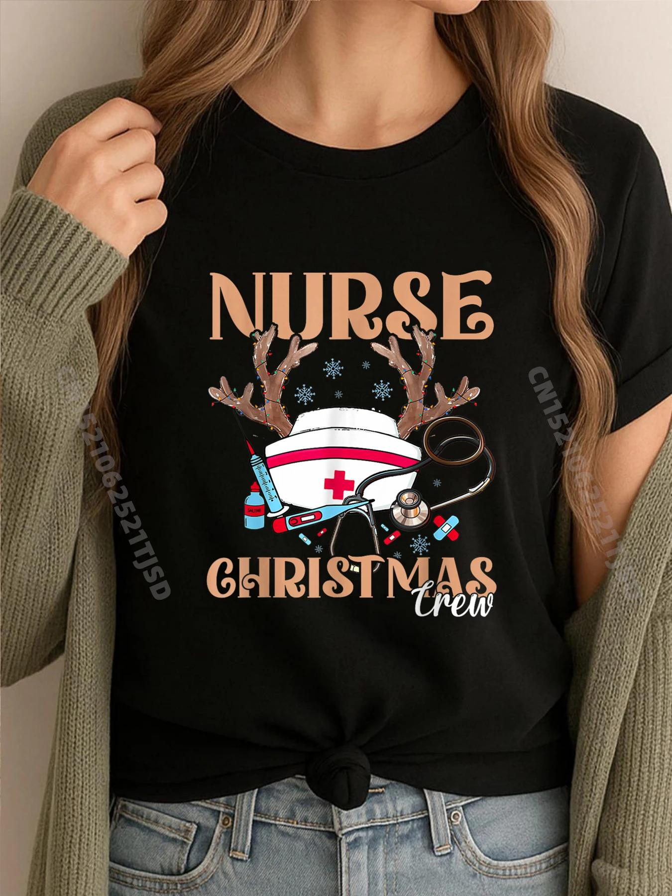 

Рождественский стетоскоп для медсестер, рождественские пижамы для медсестер, мужская дизайнерская футболка, футболка на заказ