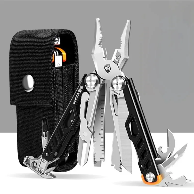 

Многофункциональный инструмент 16 в 1, профессиональные многофункциональные плоскогубцы из нержавеющей стали, карманный нож, открывалка для бутылок, с чехлом