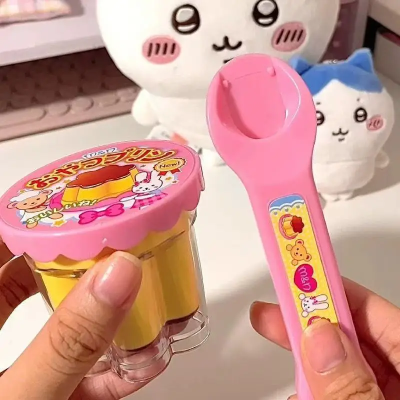 2025 New Food Pudding Feeding Toy Desktop Ornament Cute Pink Jelly Strawberry Pudding Set Ornaments Models For Kids Girls