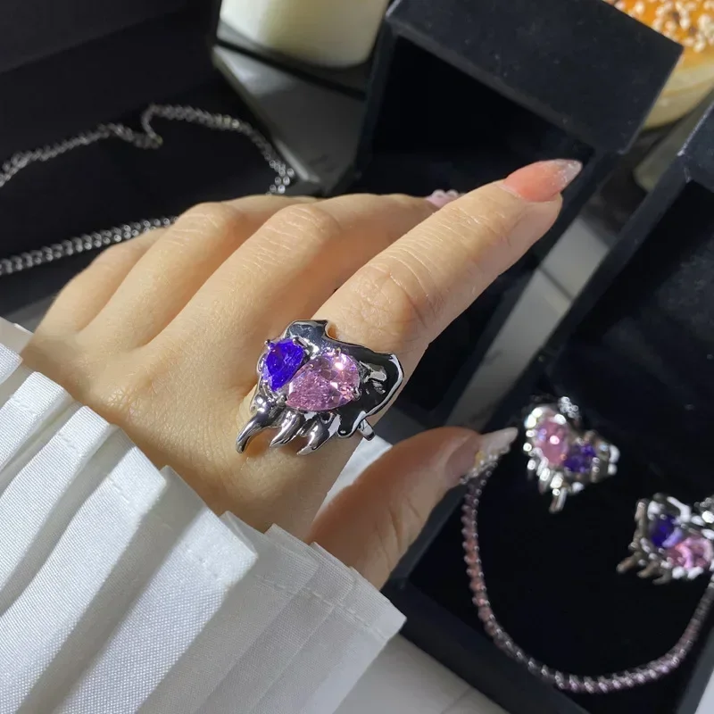 MDL مويسانيتي style.and the United States Tide Set ملمس معدني سائل مشع الحب الزركونيوم المطلي بالذهب عيار 18 قيراط