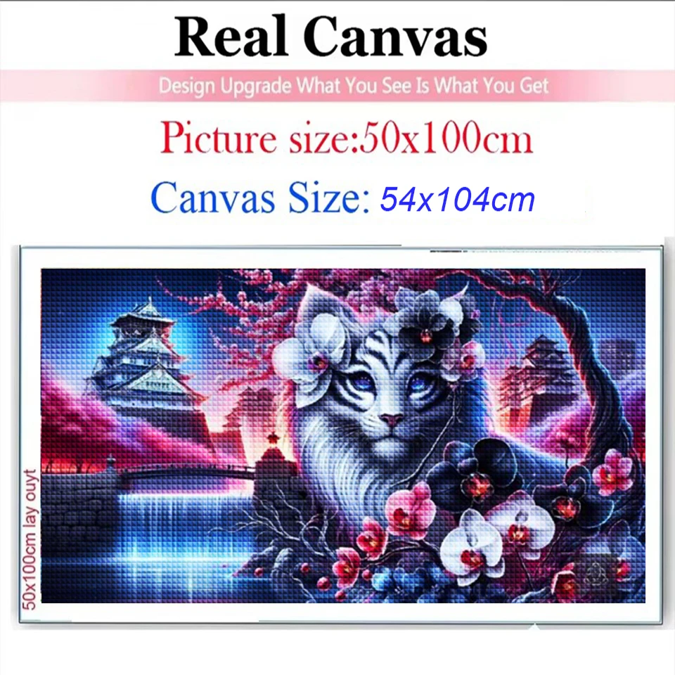 Vibrant Fantasy Black White Tiger Flowers Diy 5D Diamond Painting Surreal Japanese landscape Full Diamond Art Mosaic Craft Decor