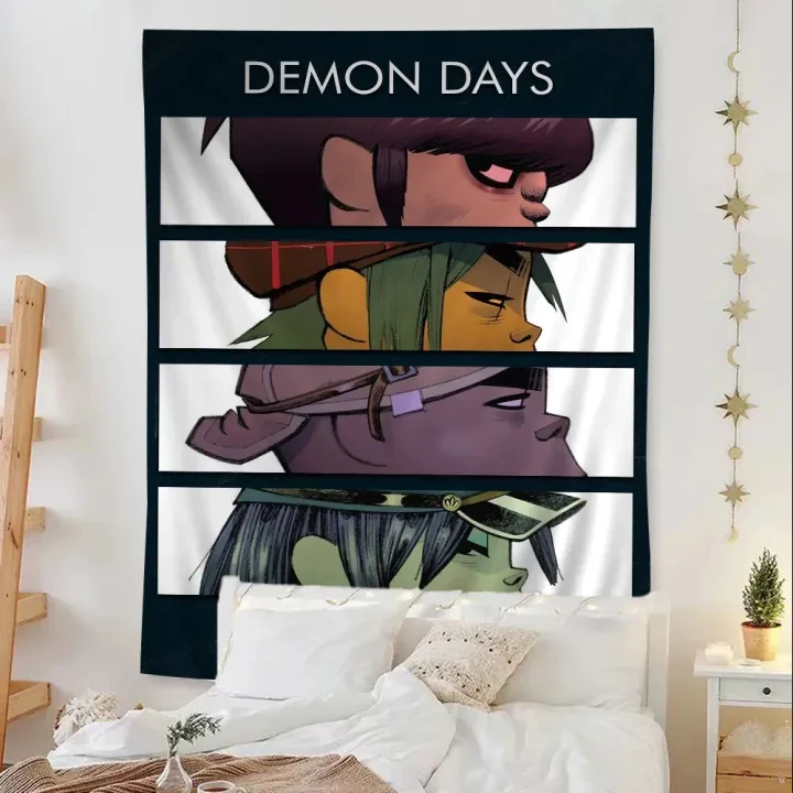 Retro Music Gorillaz Good Quality Anime Tapestry Hanging Tarot Hippie Wall Rugs Dorm Wall Hanging Sheets