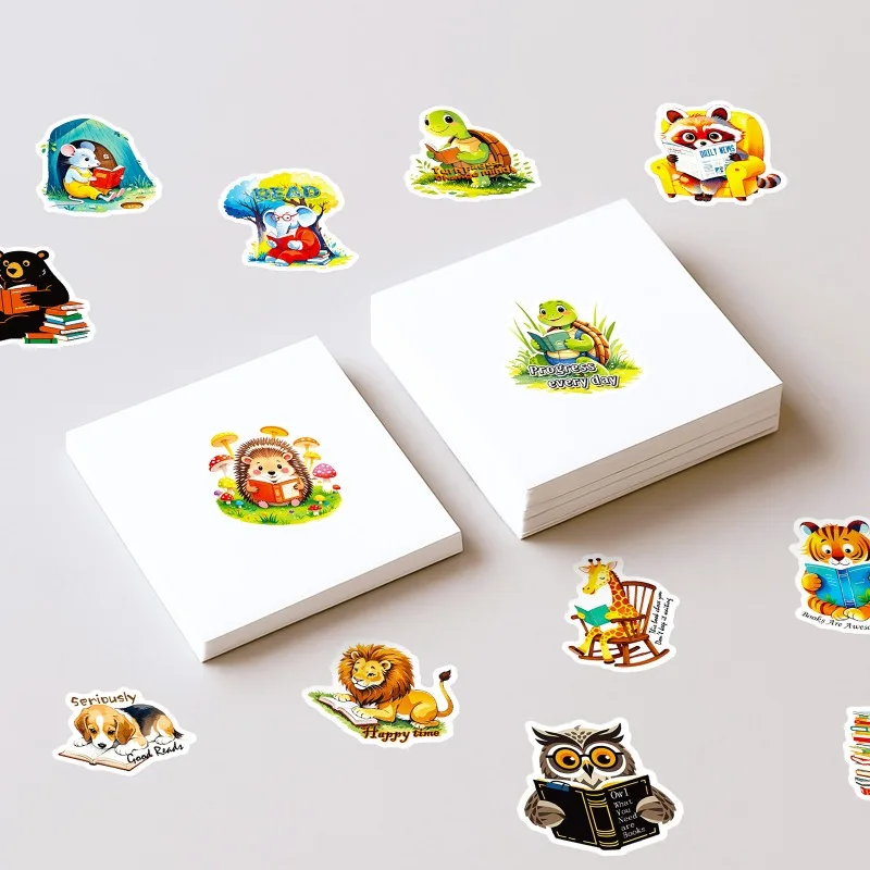 56 stuks cartoon gepersonaliseerde dierenlezing creatieve doodle decoratieve stickers