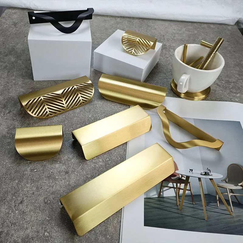 葉の形をした隠し真鍮のハンドル,家具の引き出し,ワードローブ,目に見えないキャビネット,靴の箱